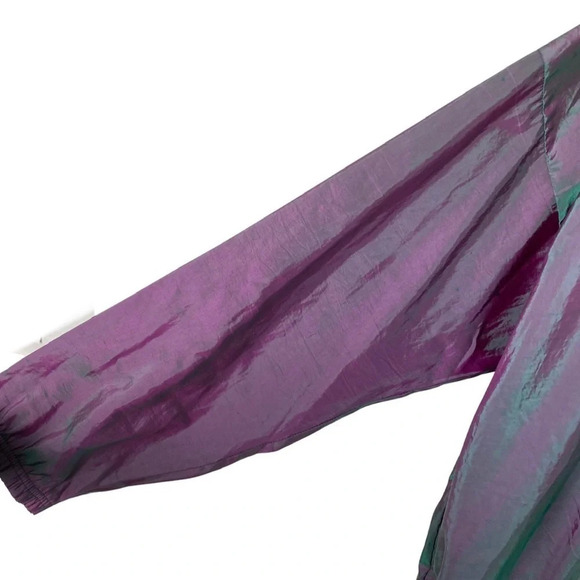 Vintage 90s Windbreaker Jacket Iridescent Unisex One Size Oversized XL Green - Picture 5 of 17